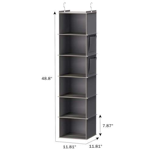 YOUDENOVA 6-Shelf Hanging Closet Organizer, Grey - Image 3