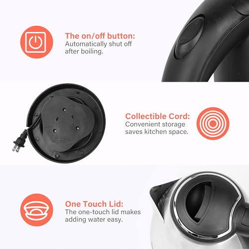 YSSOA Stainless Steel Electric Tea Kettle, 1.7L - Image 4
