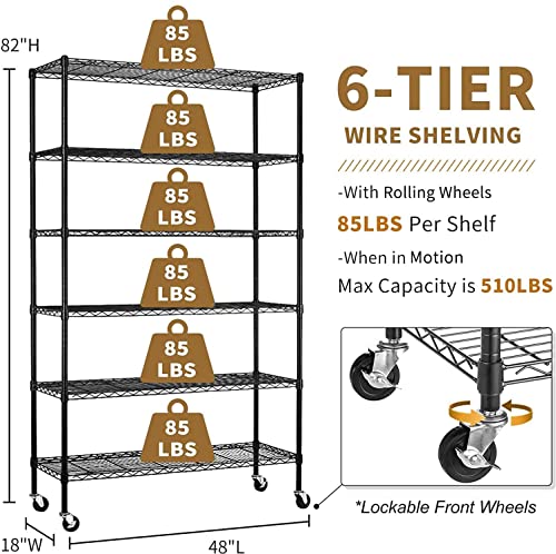 YYkokocat 6-Tier Heavy Duty Wire Shelving Unit - Image 5