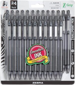 Zebra Pen Z-Grip Retractable Ballpoint Pen, 24 Pack