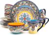 Euro Ceramica Zanzibar 16 Piece Dinnerware Set, Multicolor