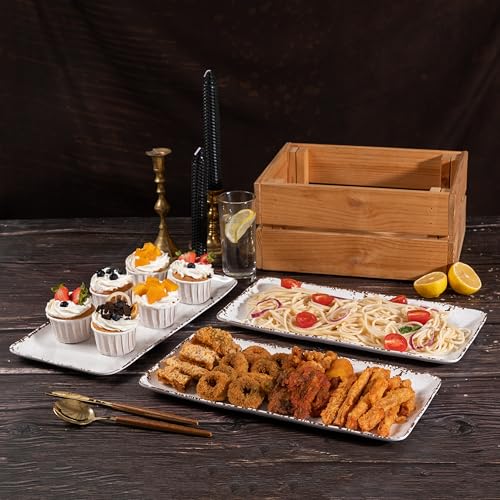 ZAROCRUS 4-Pack White Farmhouse Melamine Platters - Image 4