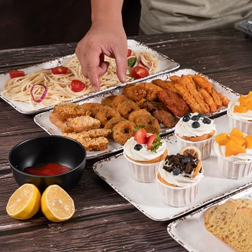 ZAROCRUS 4-Pack White Farmhouse Melamine Platters - Image 2