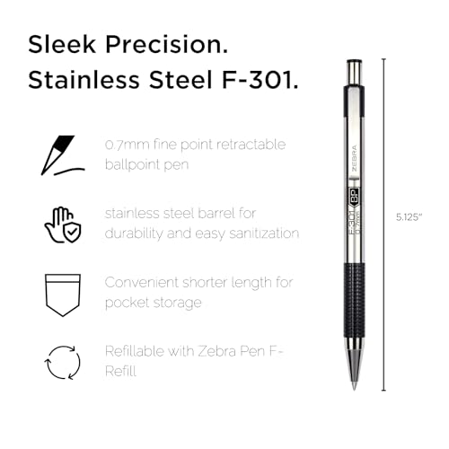 Zebra Pen F-301 Compact Retractable Ballpoint Pen, 2-Pack - Image 2