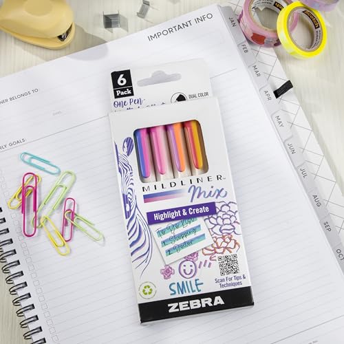 Zebra Pen Mildliner Dual Color Highlighter Set, 6-Pack - Image 2