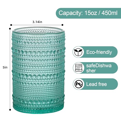 ZMOWIPDL Vintage Hobnail Glass Cups Set, 15 oz - Image 2