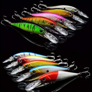 OriGlam 10 Pack 3D Eyes Minnow Crankbait Kit