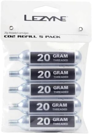 LEZYNE 20g Threaded CO2 Tire Cartridges – 5-Pack