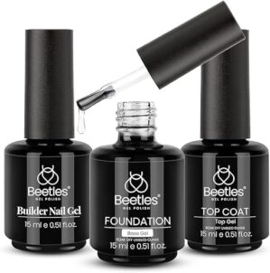 beetles Gel Polish 3Pcs Top And Base Coat Builder Gel Set