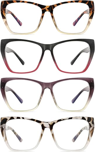 Yuluki 4 Pack Blue Light Blocking Reading Glasses +1.25