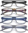 JAWSOCK 4 Pack Blue Light Blocking Reading Glasses (2.0x)
