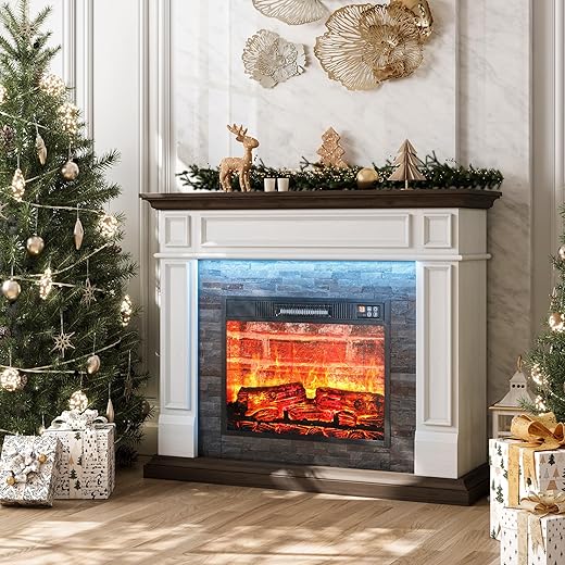 LGHM 44" LED Electric Fireplace With Mantel