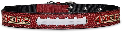 Pets First 49ers Premium Leather Dog Collar, Medium