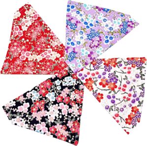 PET SHOW 4Pcs Small Dog Bandanas Cherry Blossoms