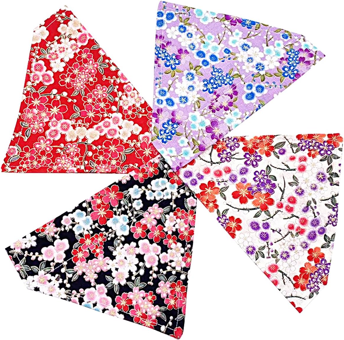PET SHOW 4Pcs Small Dog Bandanas Cherry Blossoms