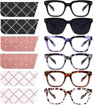 CHOFILORD 6 Pack Oversized Blue Light Blocking Glasses