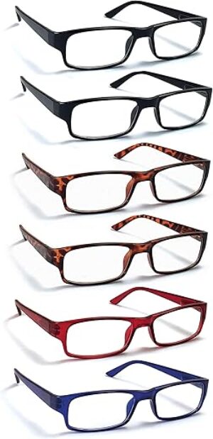 Boost Eyewear 6 Pack Reading Glasses, Assorted Colors