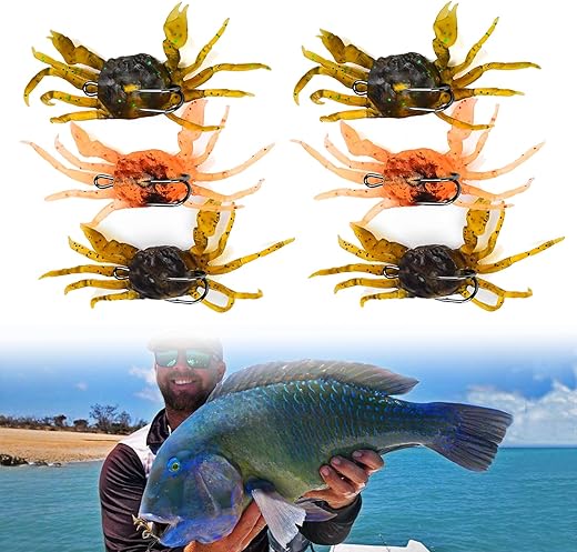 RUIYUE 6Pcs Saltwater Fishing Lures Crab Bait