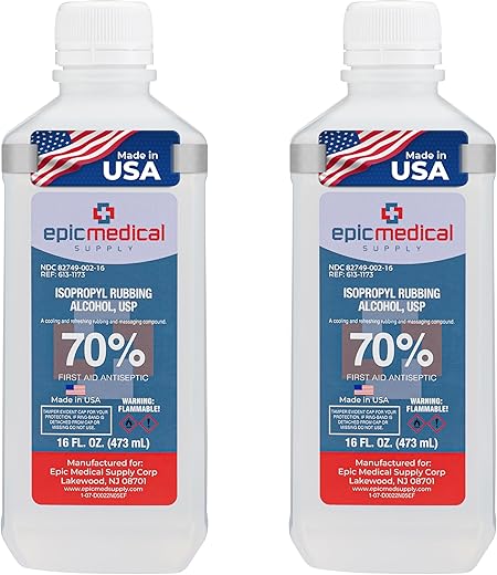 Epic Medical Supply 70% Isopropyl Alcohol, 16 oz. Bottle