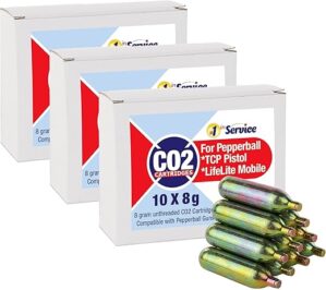 Number 1 In Service 8 Gram CO2 Cartridges for Pepperball Guns, 30 Pack