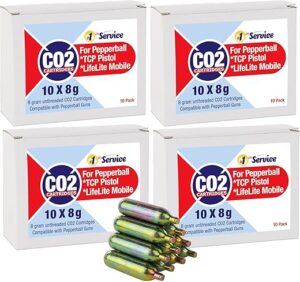 Number 1 In Service 8 Gram CO2 Cartridges for Pepperball Guns, 40 Pack