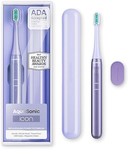 Aquasonic ADA-Accepted Rechargeable Toothbrush, Lilac