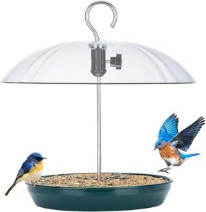 Kingsyard Adjustable Metal Bird Feeder With Dome