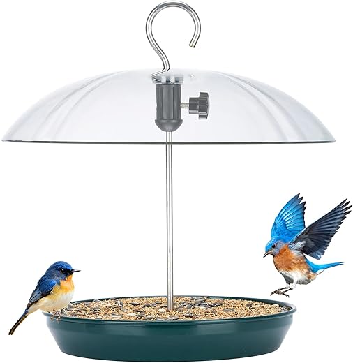Kingsyard Adjustable Metal Bird Feeder With Dome