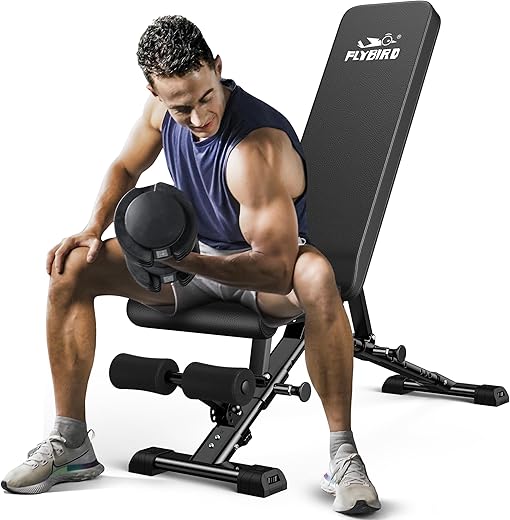 FLYBIRD Adjustable Strength Training Bench, Fast Folding