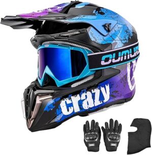 Oumurs Adult ATV Dirt Bike Helmet Set