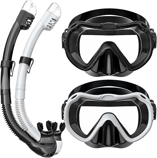 Vmkfuler Adult Snorkel Gear, 180° Panoramic Mask
