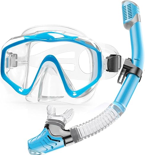 Seatheway Adult Snorkel Set, Panoramic Swim Mask