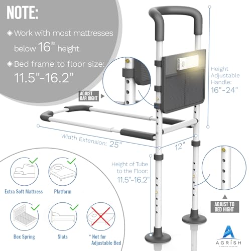 Agrish Bed Rails For Elderly With Motion Light - Image 3