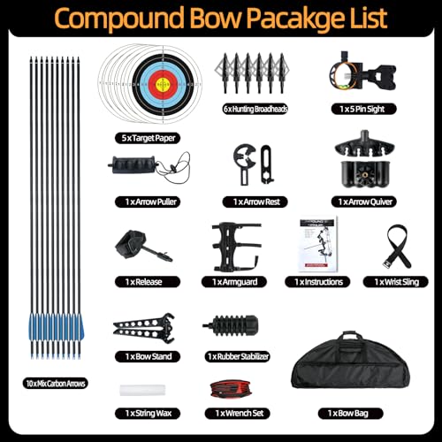 AKCHOER Adjustable Hunting Compound Bow Set 30-70 lbs - Image 2