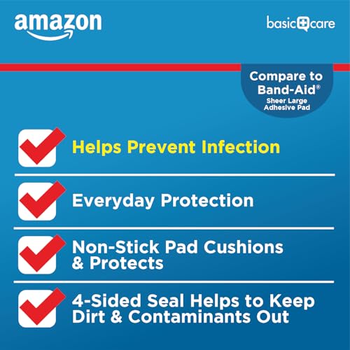 Amazon Basic Care Antibacterial Sheer Adhesive Pad Bandages - Image 4