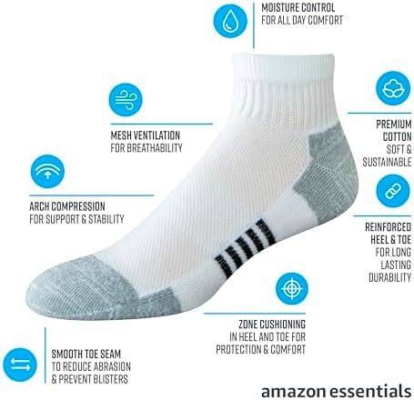 Amazon Essentials Men's Performance Cotton Athletic Socks, 6 Pairs - Image 2