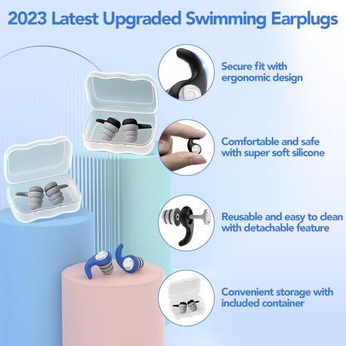 ANANJY Waterproof Reusable Silicone Swim Earplugs - Image 3
