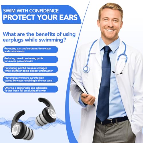 ANANJY Waterproof Reusable Silicone Swim Earplugs - Image 5