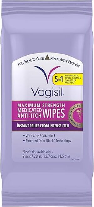 Vagisil Anti-Itch Medicated Feminine Wipes, 20-Pack