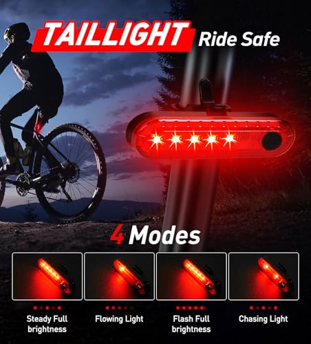 AOZOY USB Rechargeable Bike Light Set - 1600 Lumen - Image 4