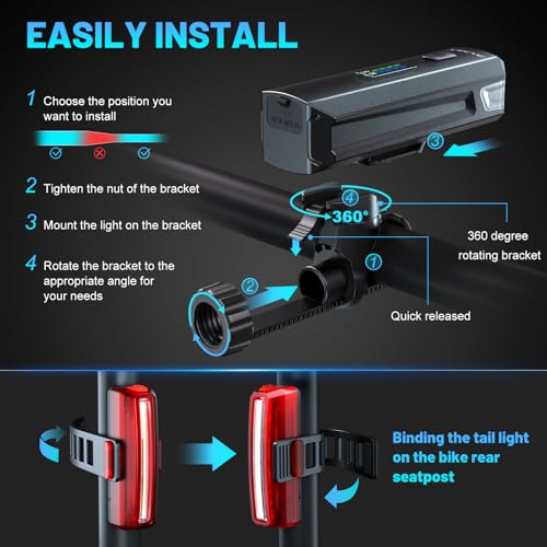 APECYC 1200 Lumen Rechargeable Bike Lights Set - Image 5