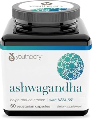 Youtheory Ashwagandha Stress Support Supplement, 60 Capsules