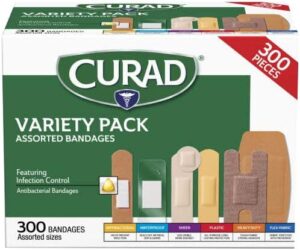 Curad Assorted Bandages Variety Pack, 300 Pieces