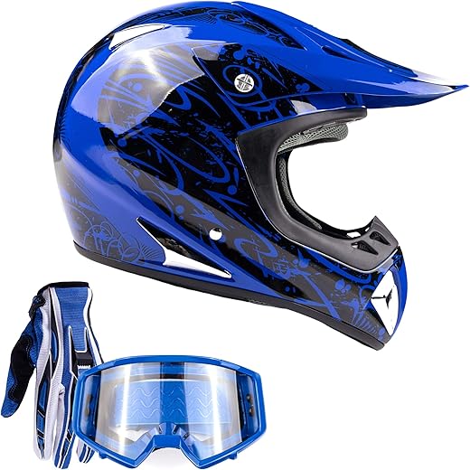 Typhoon Helmets ATV Helmet Goggles Gloves Combo