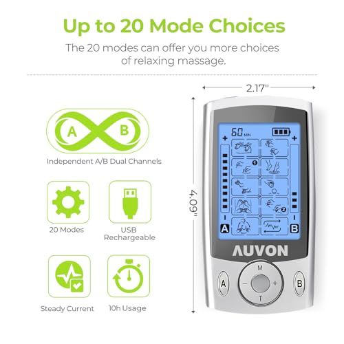 AUVON Dual Channel TENS Unit Muscle Stimulator - Image 4
