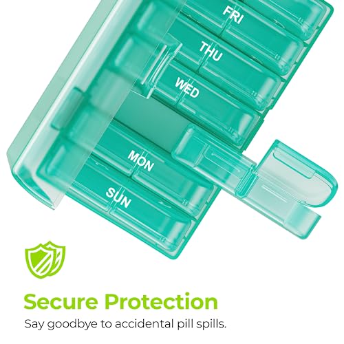 AUVON XL Weekly Pill Organizer, Cyan AM PM Case - Image 4