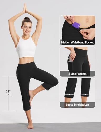 BALEAF Yoga Capris High Waist Leggings With Pockets - Image 4