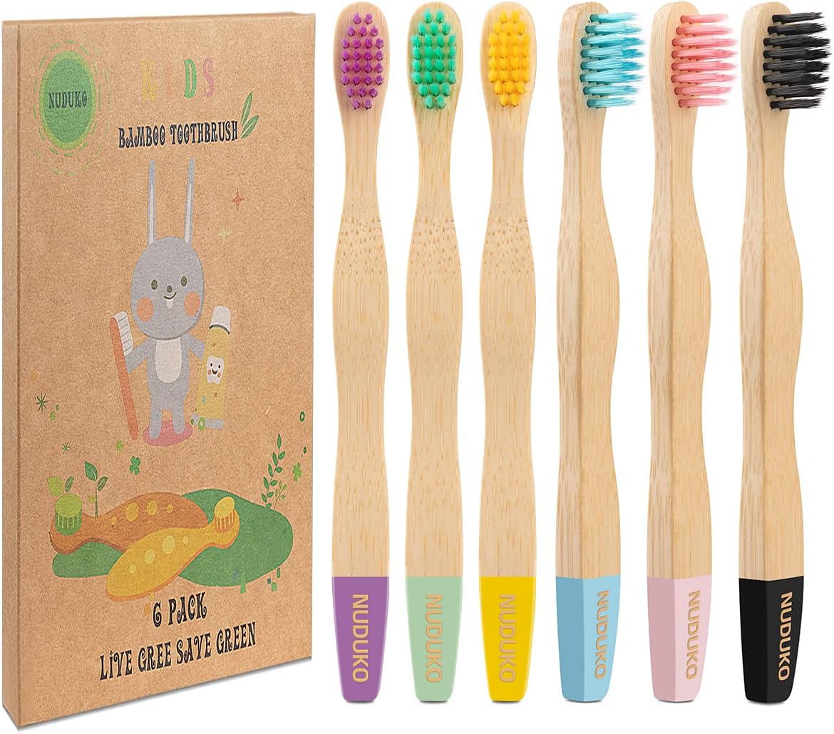 NUDUKO Bamboo Kids Toothbrushes - Soft Bristle