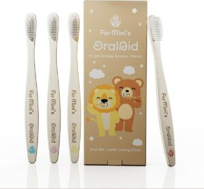 FOR MINI'S Bamboo Toothbrushes For Kids, Soft Bristle
