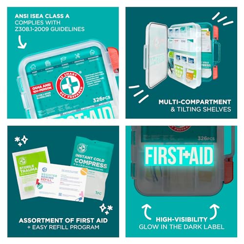 Be Smart Get Prepared First Aid Kit, 326 Piece, Teal - Image 5